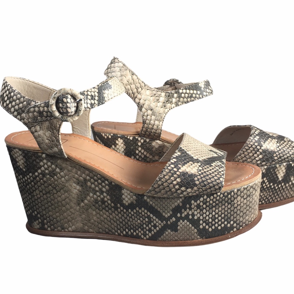 Dolce Vita Snake Print Platform Sandals in Beige and Black